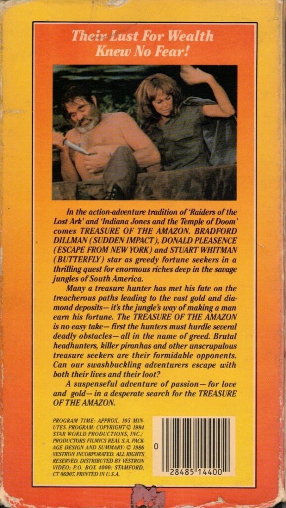 Treasure of the Amazon VHS back cover art.