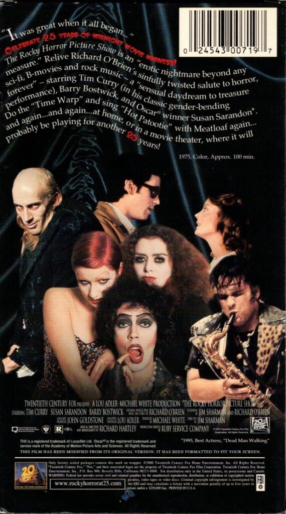 The Rocky Horror Picture Show 25th Anniversary Edition VHS back cover scan